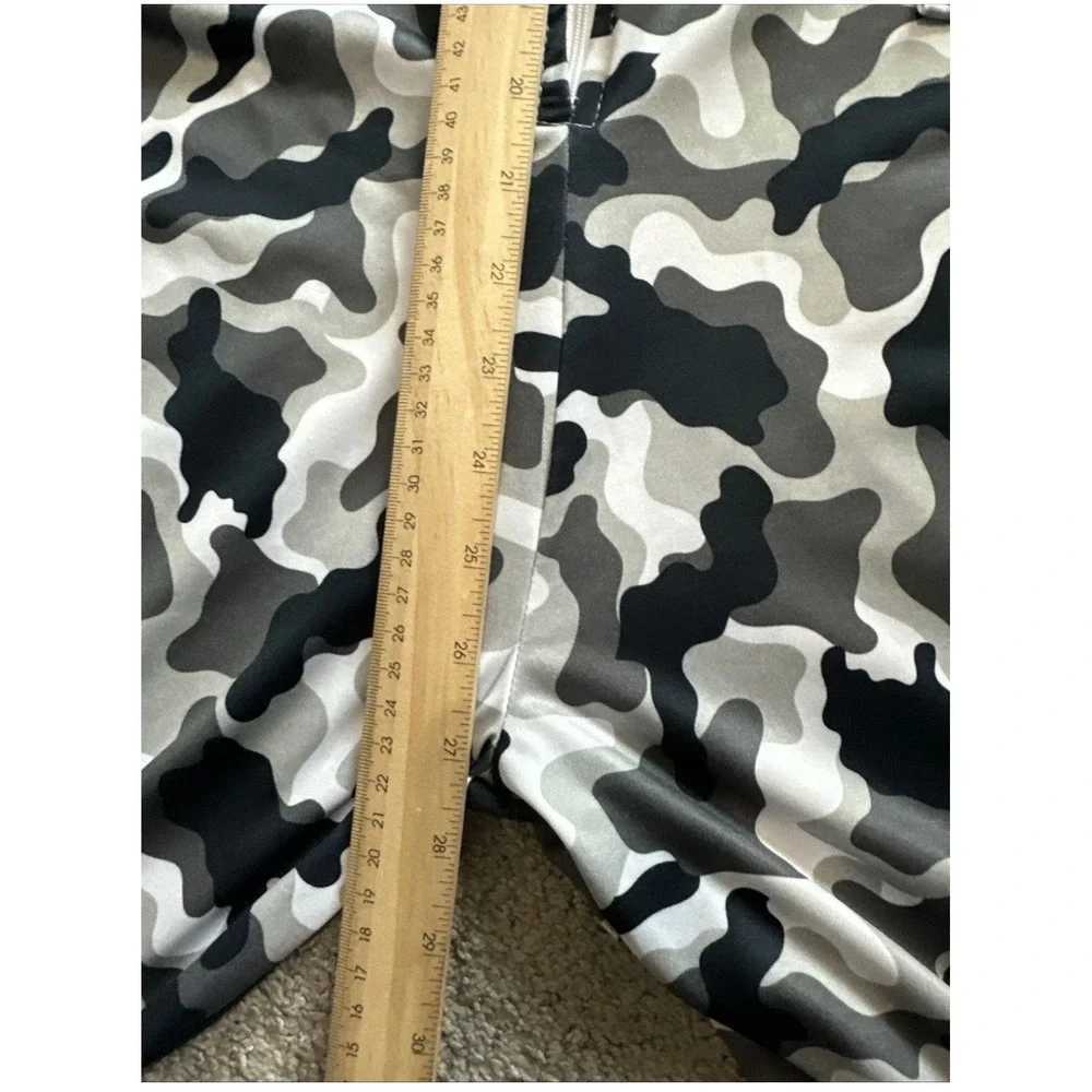 Spirit Halloween Camo Jumpsuit Womens Large Grey Black White Costume Bodysuit